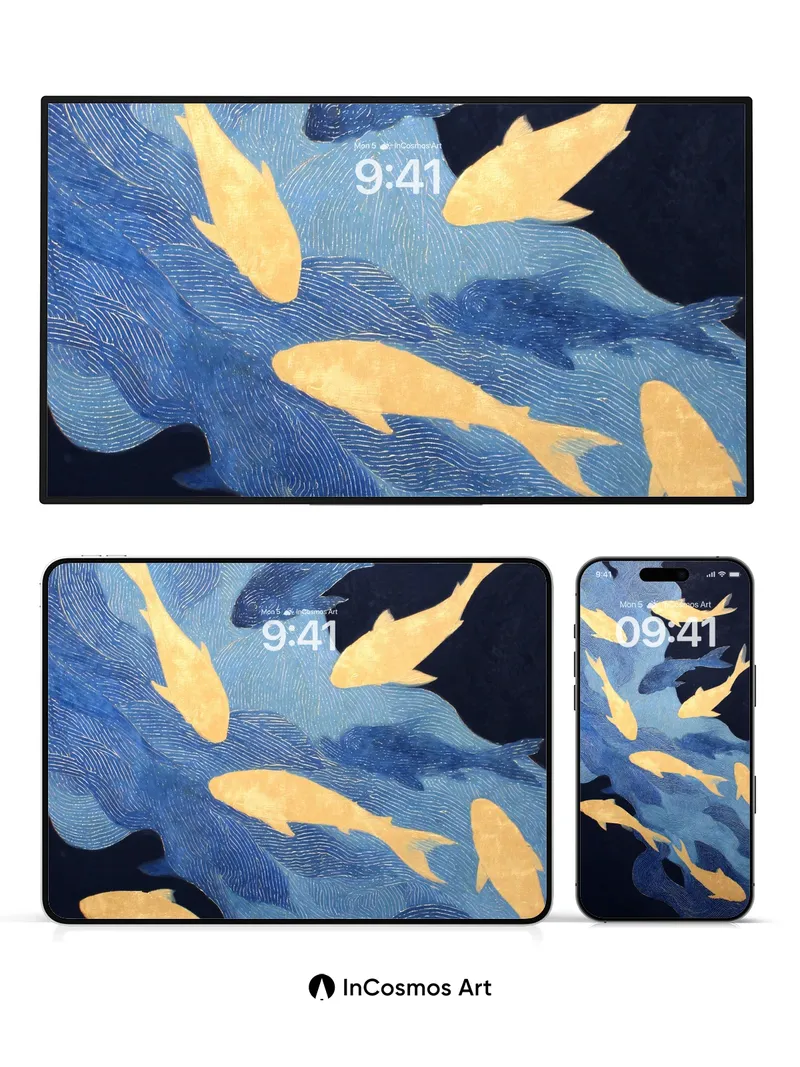 Golden Current Wallpaper with Wave-Like Texture