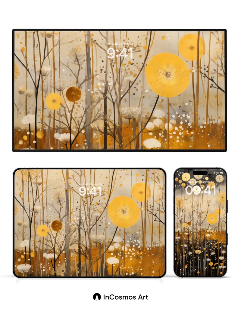 Golden Dandelion Reverie Wallpaper with Ethereal Light