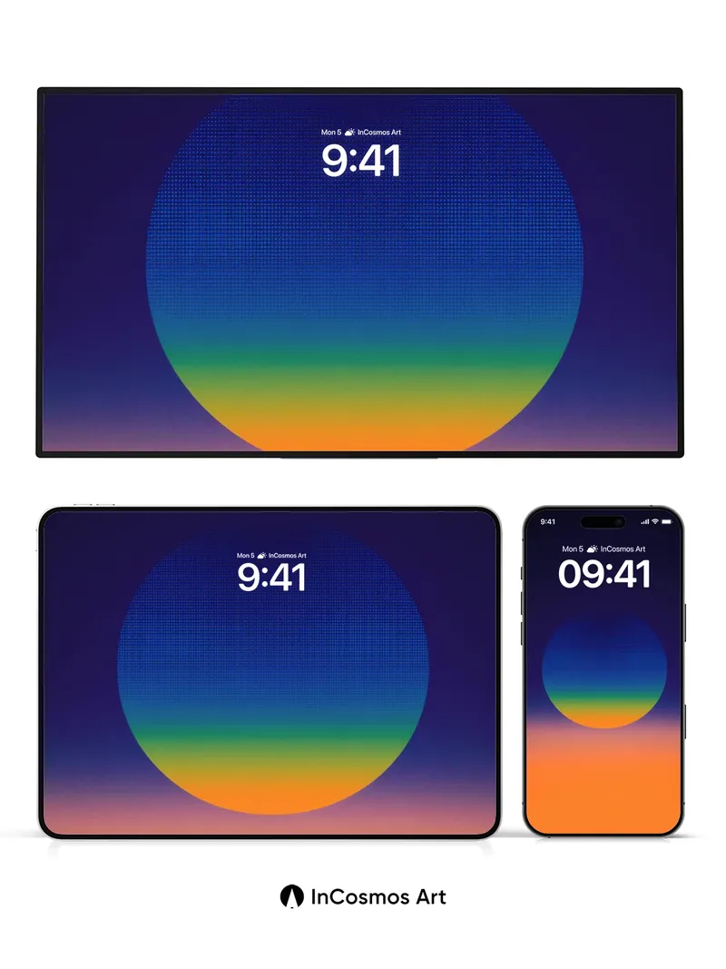 Calm Gradient Sphere Wallpaper with Pixelated Depth