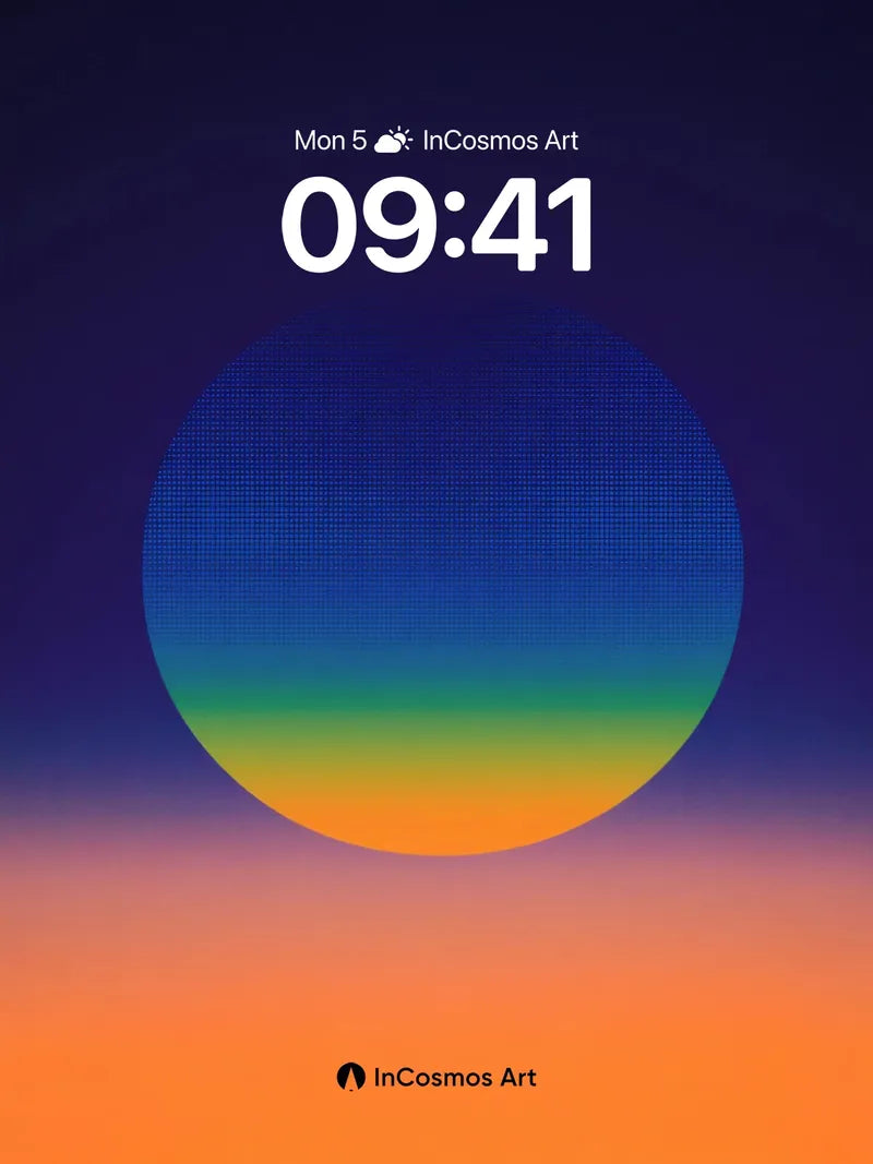 Calm Gradient Sphere Wallpaper with Pixelated Depth