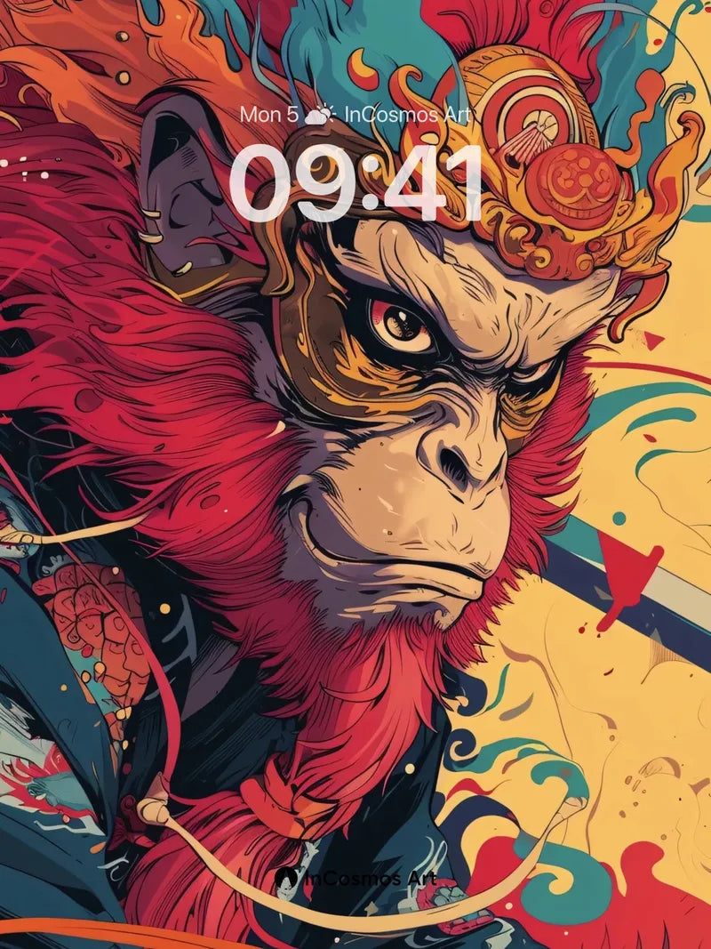 Fiery Monkey King Wallpaper with Mythic Crown wallpaper for iPhone, iPad & Mac