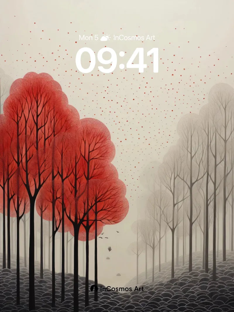 Crimson Hush Wallpaper with Floating Embers wallpaper for iPhone, iPad & Mac