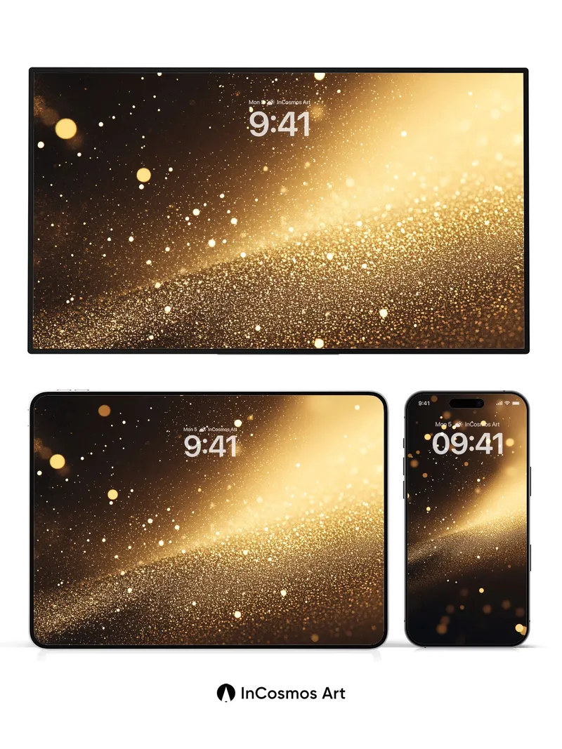 Golden Hush Wallpaper with Floating Light Dust