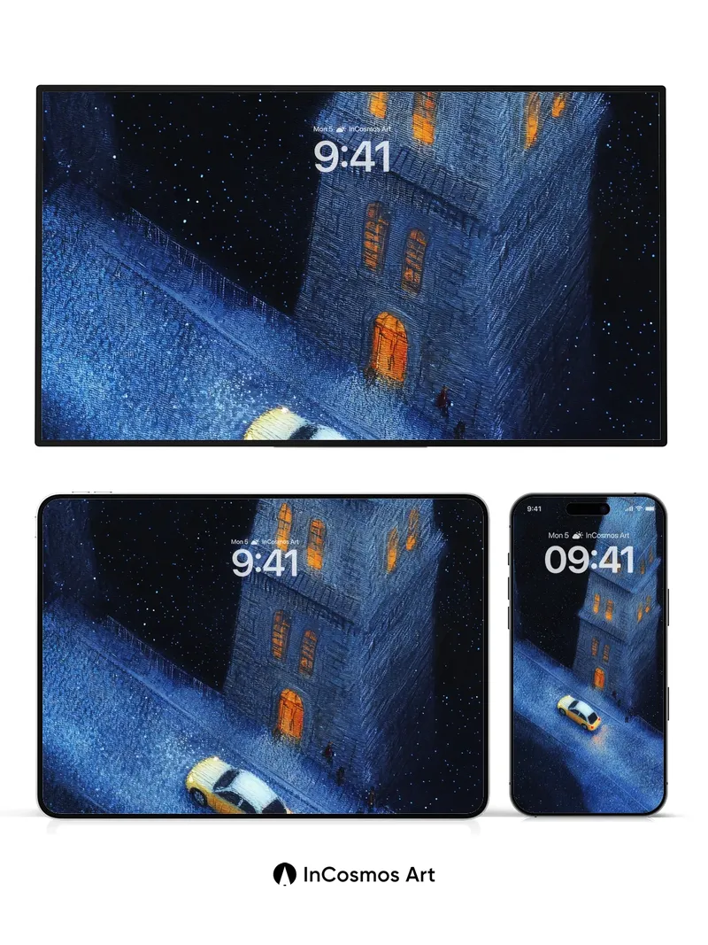 Nocturnal Whispers Wallpaper with Starlit Stone