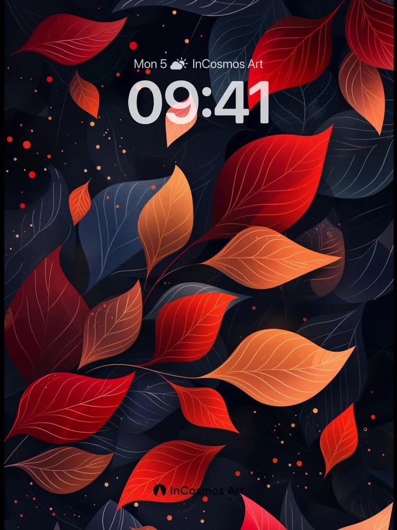 Autumn Whispers Wallpaper with Floating Ember Leaves
