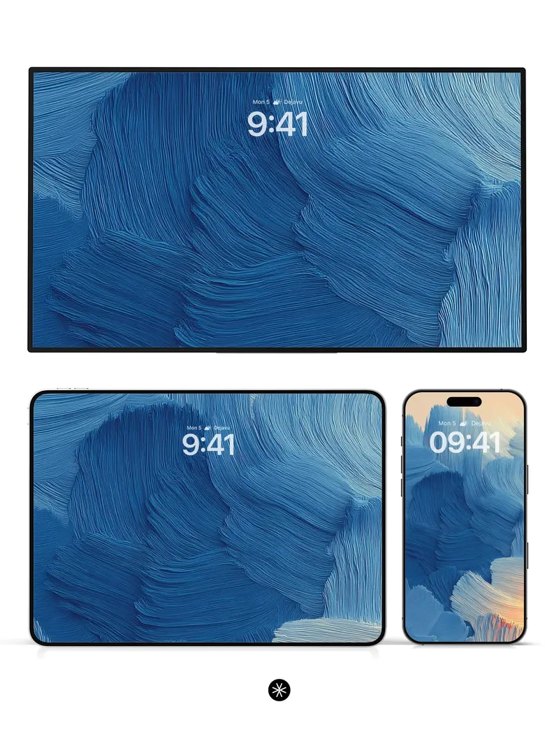 Serene Blue Brushstrokes Abstract Wallpaper with Gradient Flow