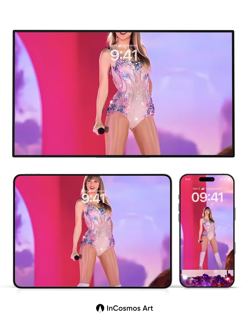 Luminous Stage Wallpaper with Sparkling Silhouette