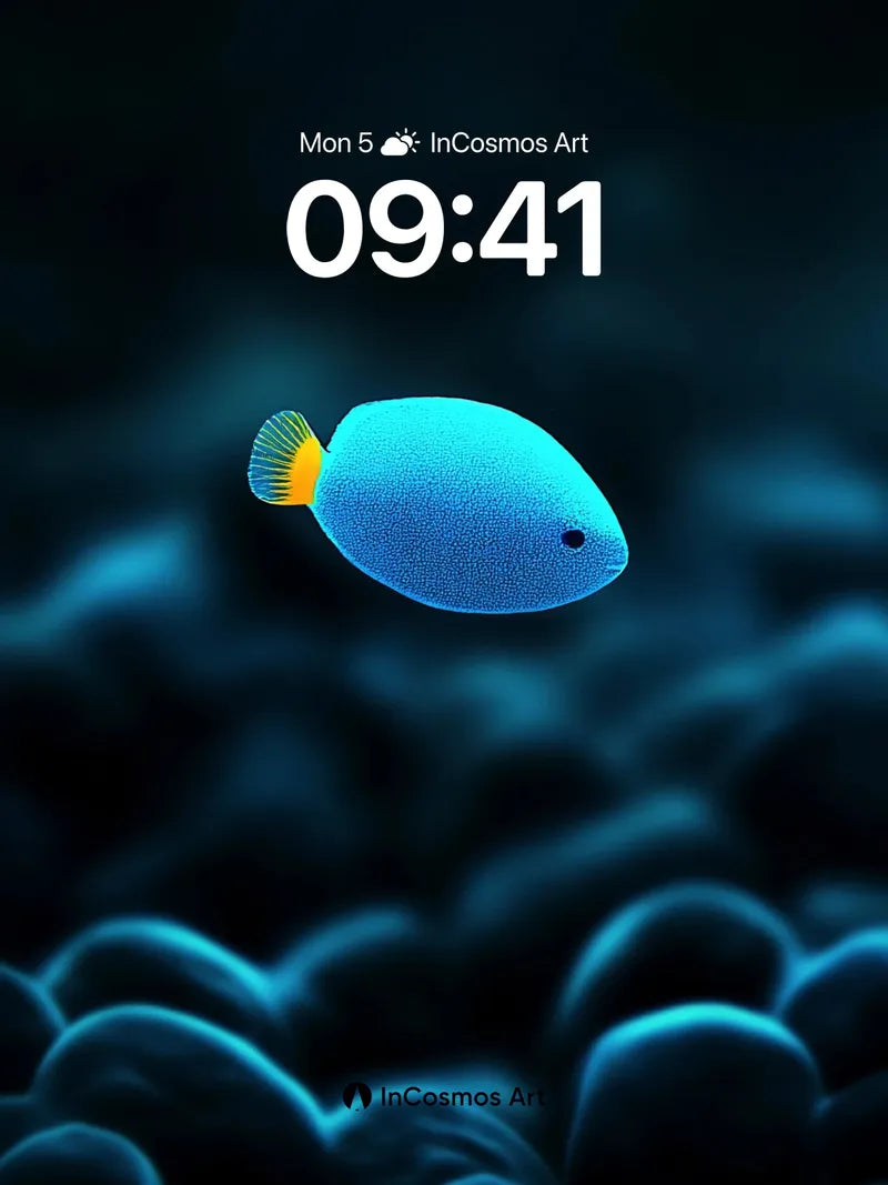 Luminous Depths Wallpaper with Electric Blue Fish