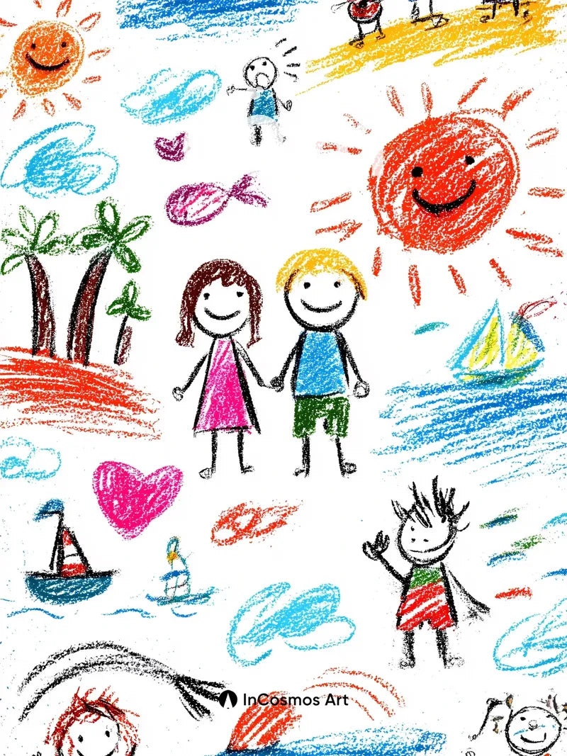 Joyful Sunbeam Wallpaper with Childlike Lines wallpaper for iPhone, iPad & Mac