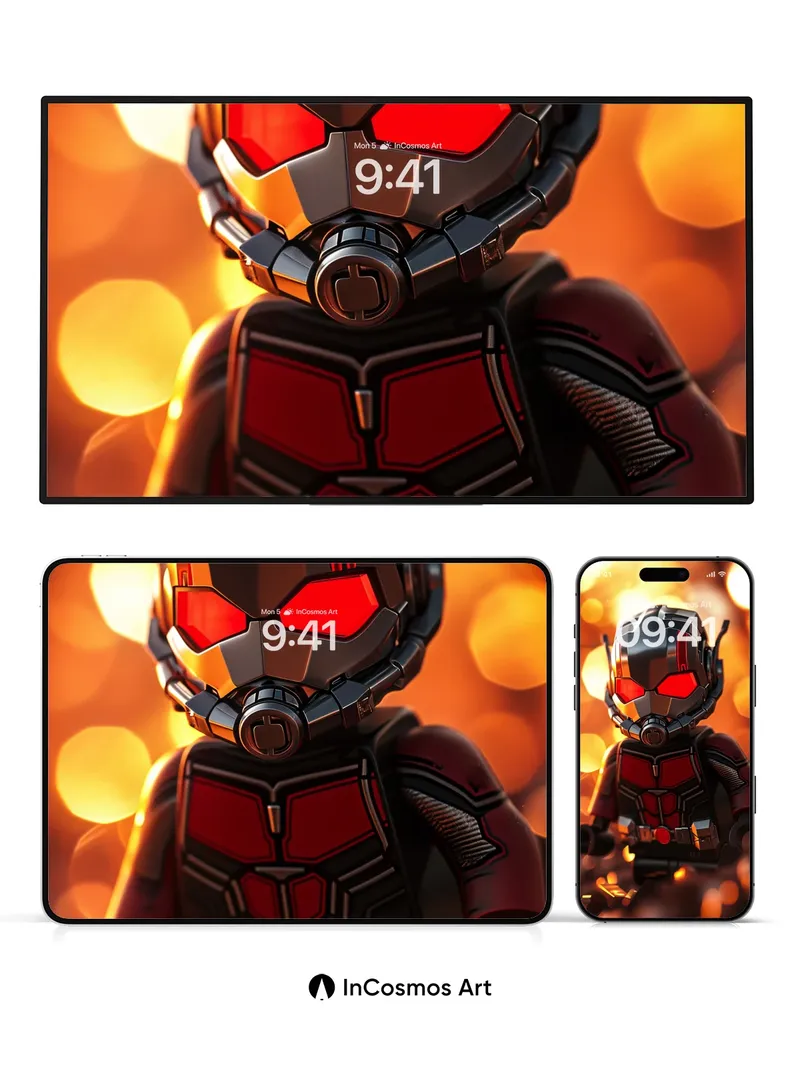 Neon Pulse Wallpaper with Lego Hero Gaze