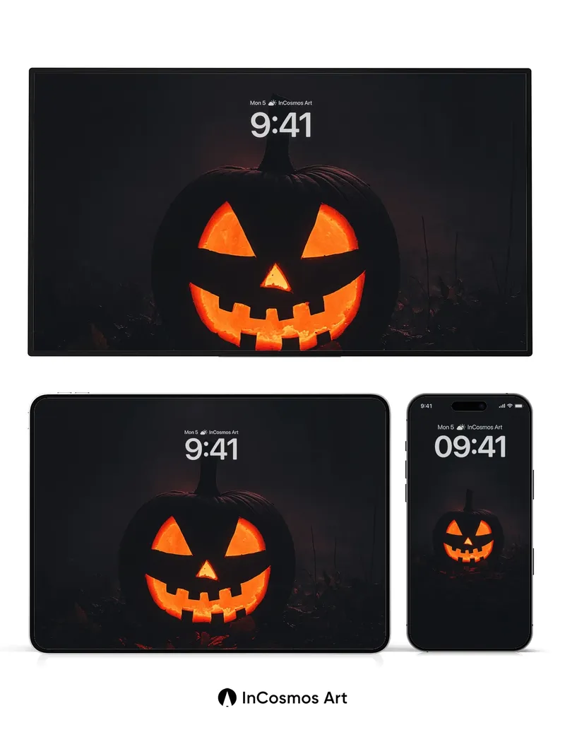 Candlelit Gourd Wallpaper with Haunting Light