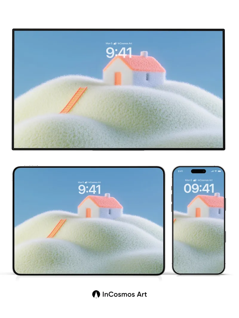 Soft Summit Wallpaper with Pastel House