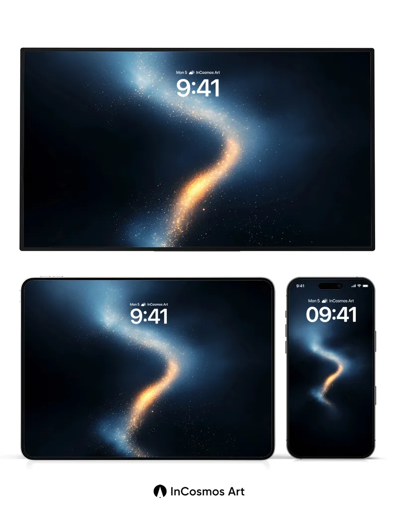 Cosmic Veil Wallpaper with Golden Pulse