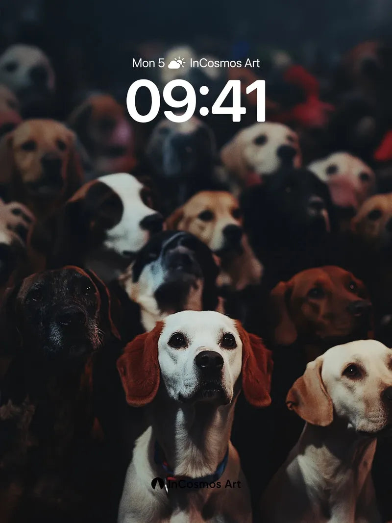 Whispering Canine Crowd Wallpaper with Focused Gaze