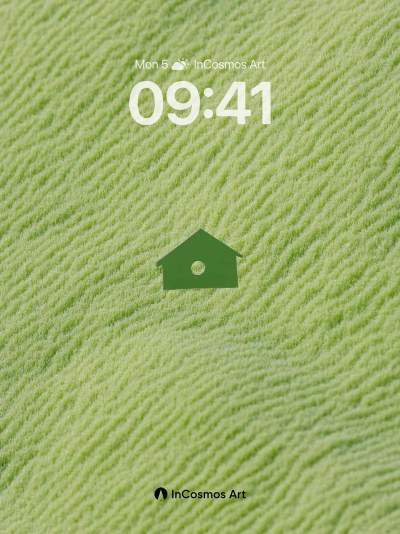 Whispering Grass Wallpaper with Tiny House