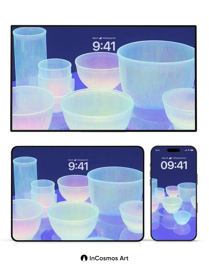 Luminous Glass Wallpaper with Ethereal Reflections