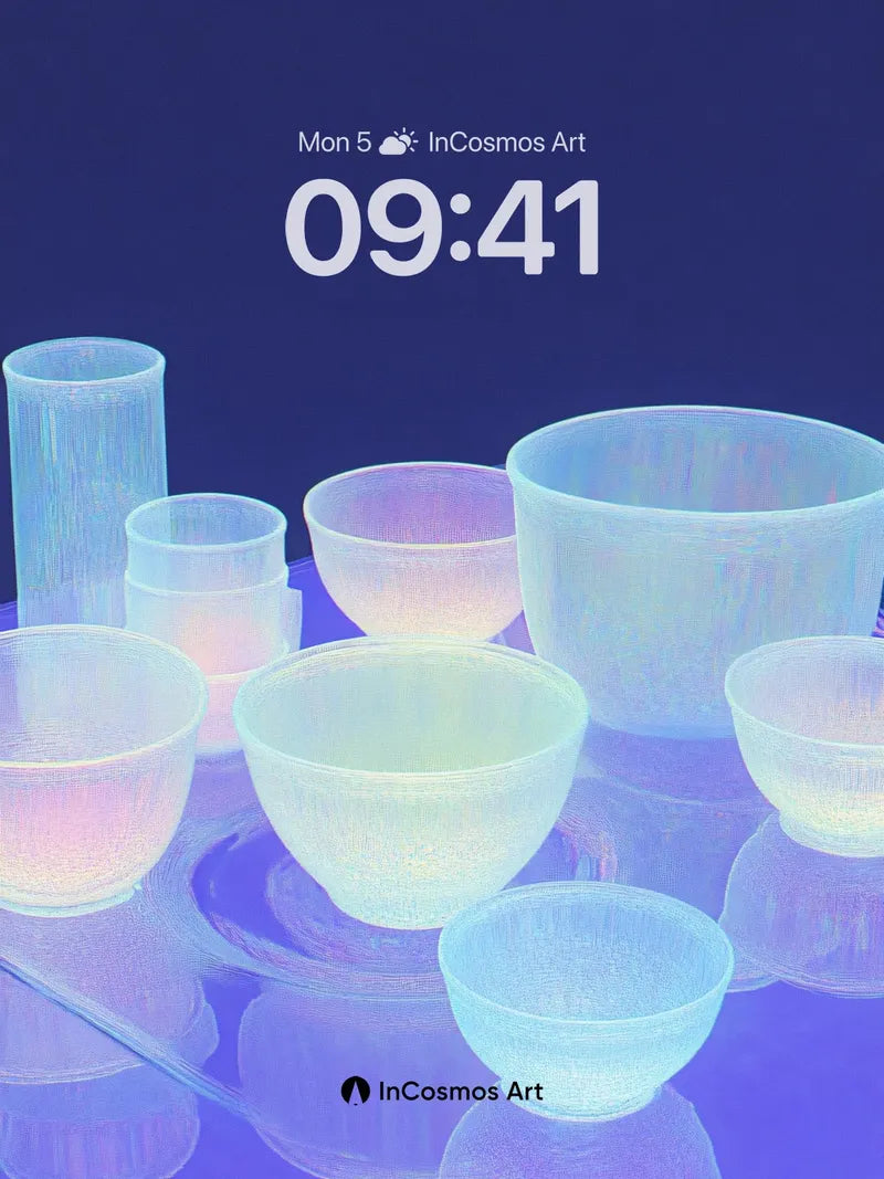 Luminous Glass Wallpaper with Ethereal Reflections