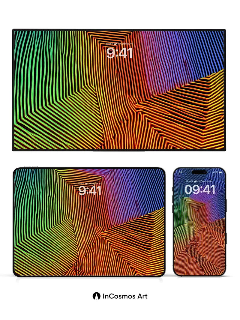 Fractal Prism Wallpaper with Rainbow Lines