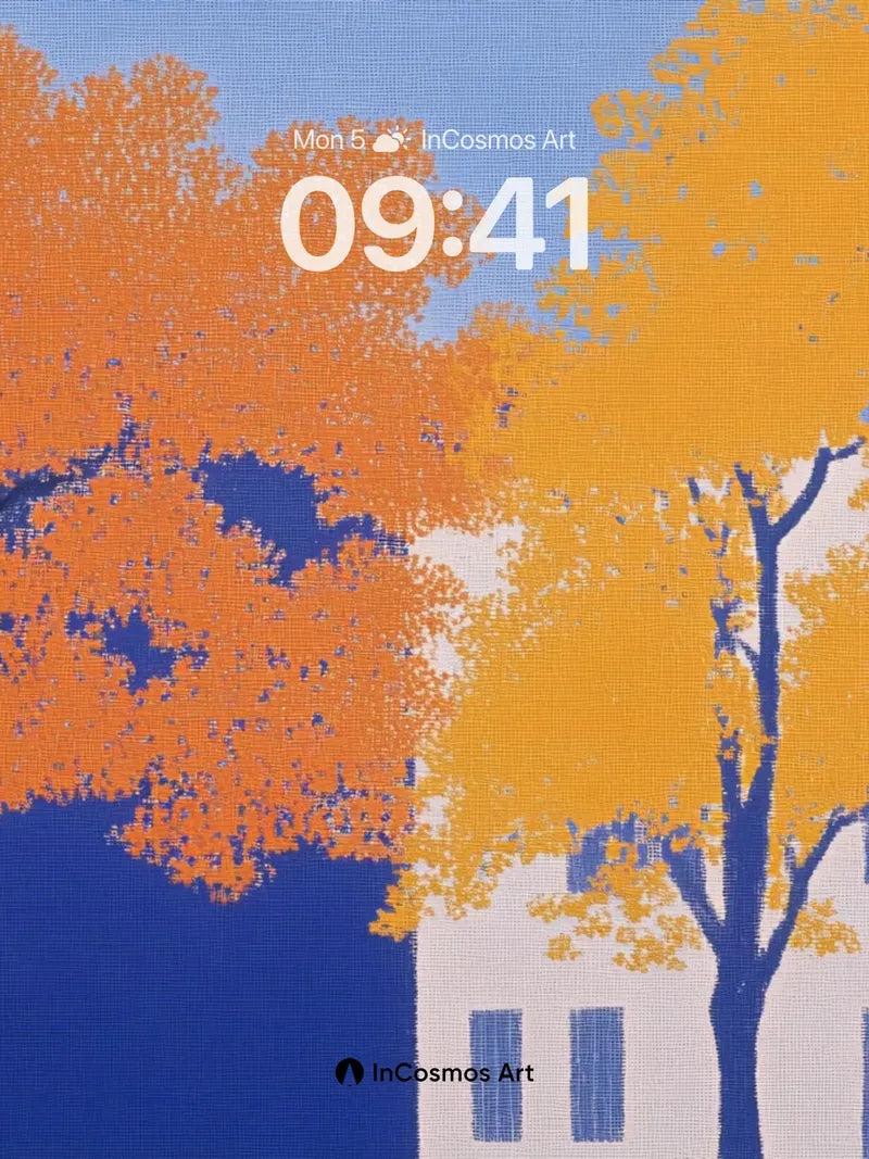 Autumn Hush Wallpaper with Silent Buildings