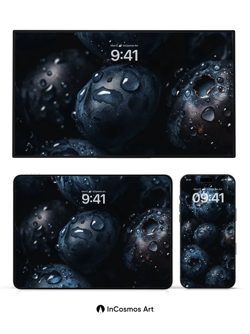 Velvet Night Wallpaper with Dew-Kissed Berries