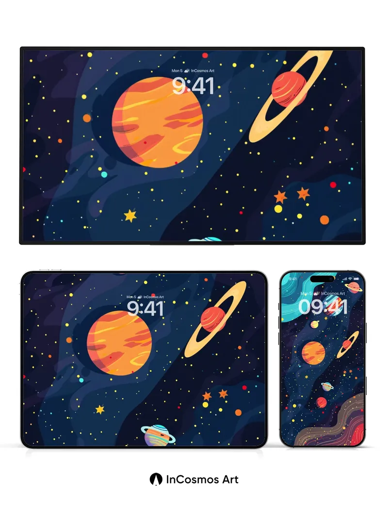 Cosmic Whispers Wallpaper with Floating Orbs