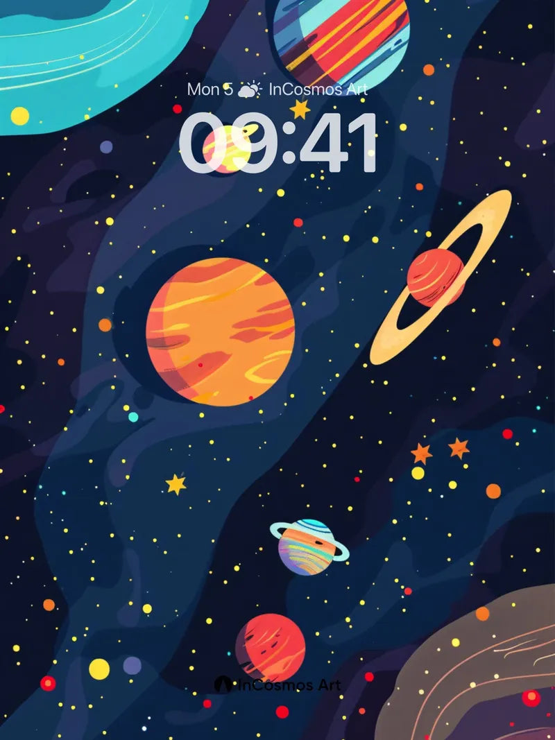 Cosmic Whispers Wallpaper with Floating Orbs