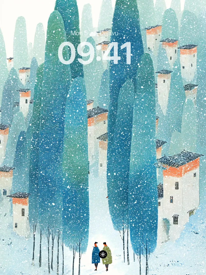 Snowy Village Serenity Wallpaper wallpaper for iPhone, iPad & Mac