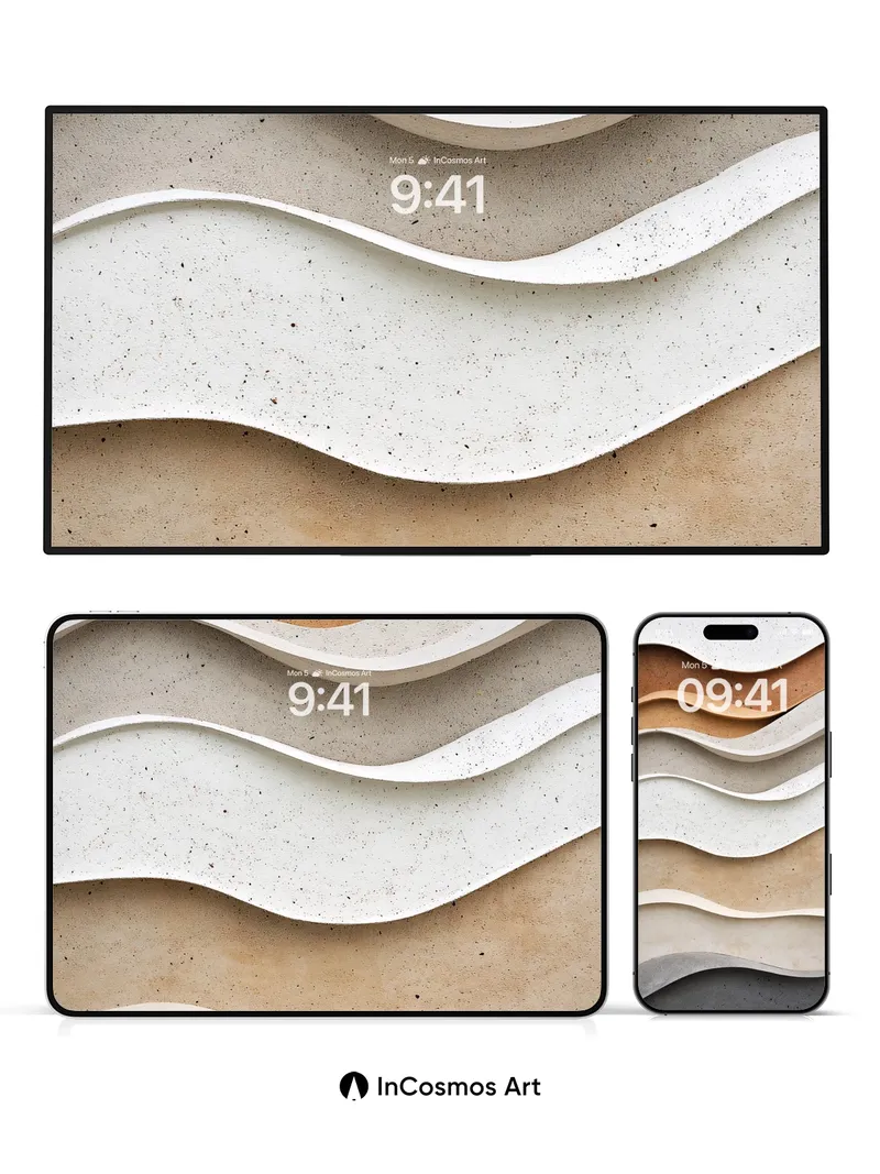 Sculpted Earth Wallpaper with Floating Waves