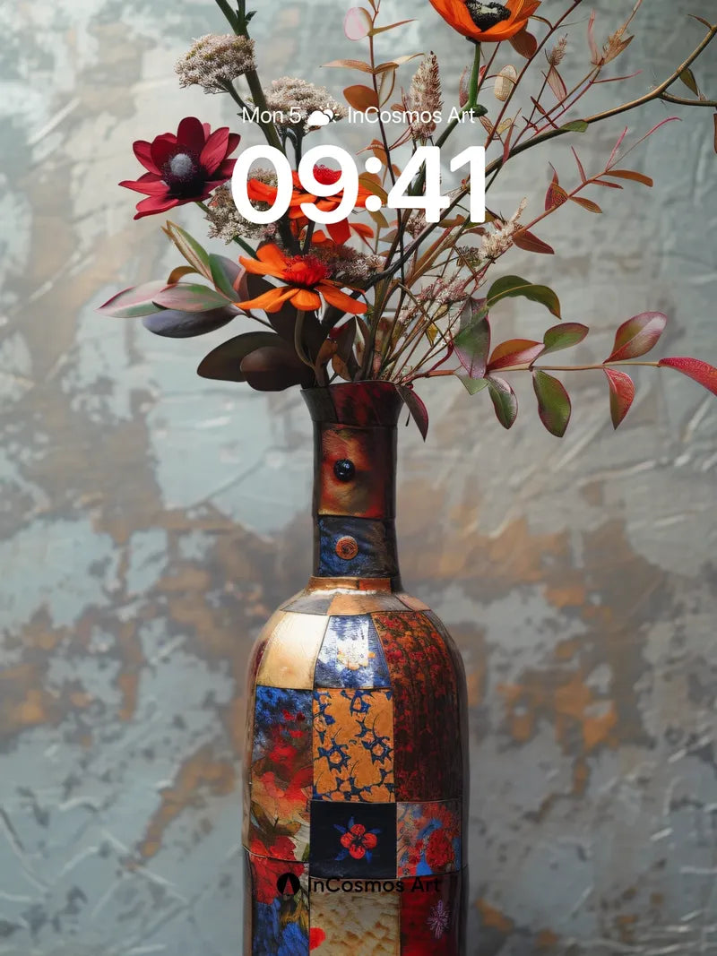 Autumn Hush Wallpaper with Patchwork Vessel