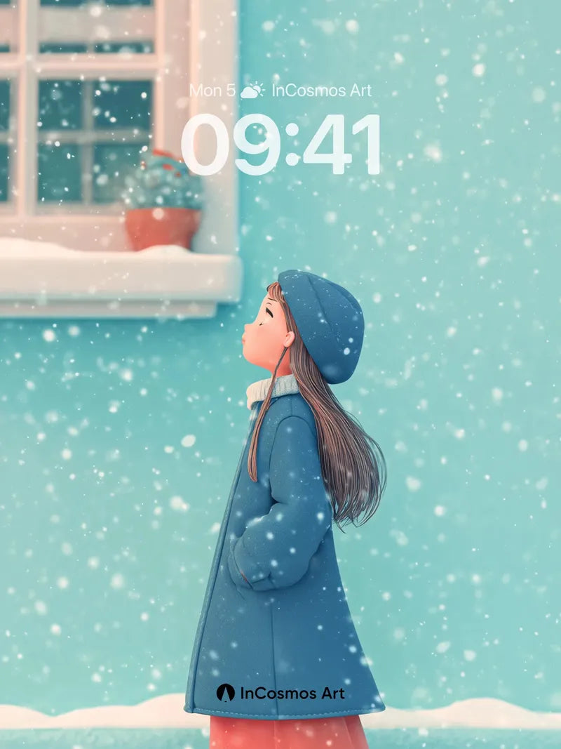 Snowfall Serenade Wallpaper with Quiet Gaze