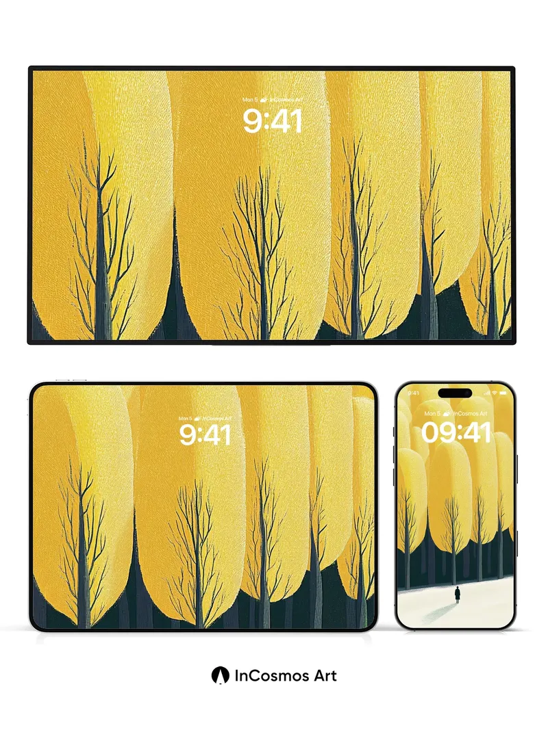 Golden Hush Wallpaper with Silent Walkers