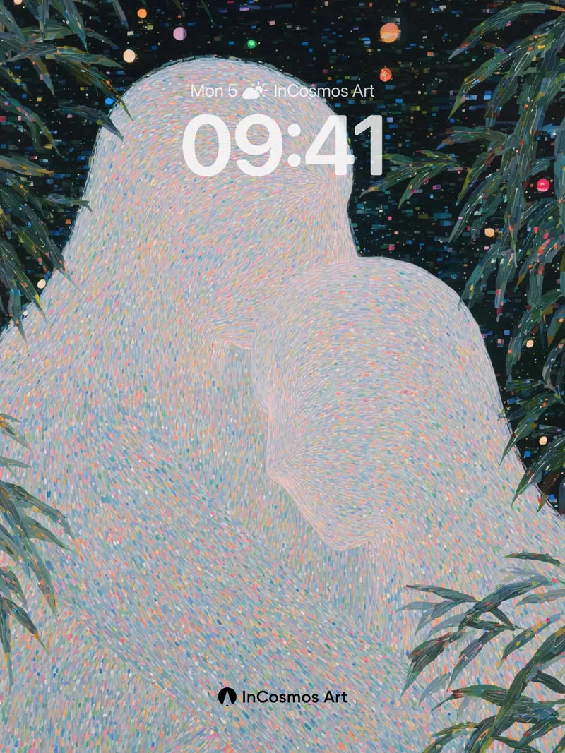 Starry Embrace Wallpaper with Whispering Leaves