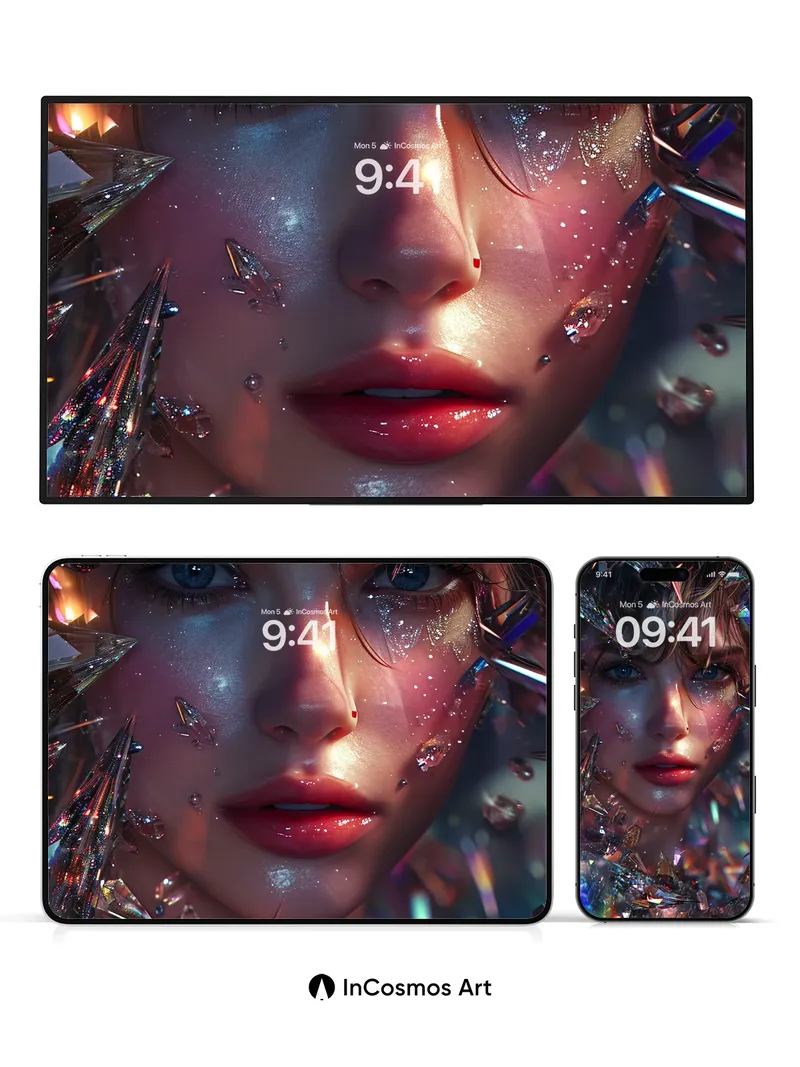 Crystal Veil Wallpaper with Shimmering Fragments