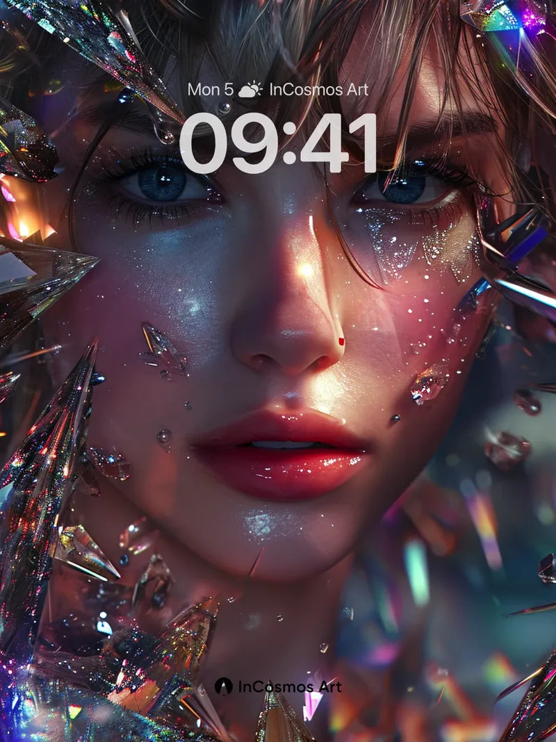 Crystal Veil Wallpaper with Shimmering Fragments wallpaper for iPhone, iPad & Mac