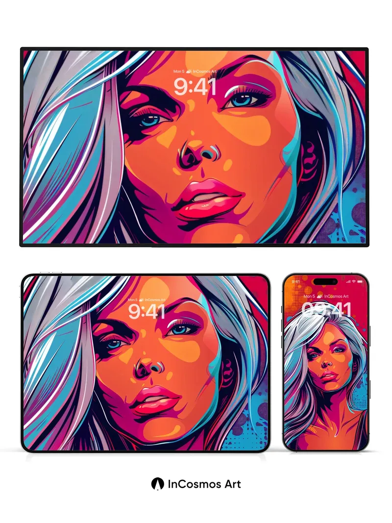 Neon Pulse Wallpaper with Electric Hair