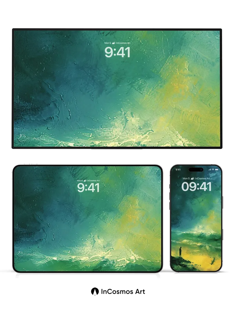 Solitary Horizon Wallpaper with Emerald Storms