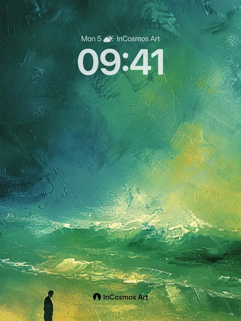 Solitary Horizon Wallpaper with Emerald Storms