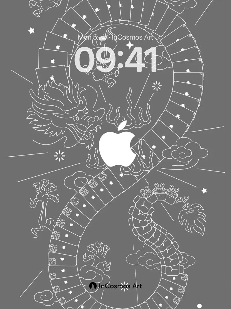 Celestial Dragon Wallpaper with Apple Core