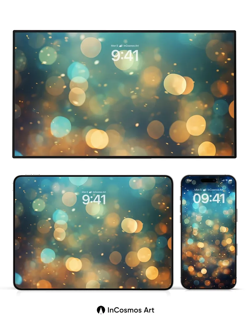 Cosmic Sparkle Wallpaper with Floating Light Orbs