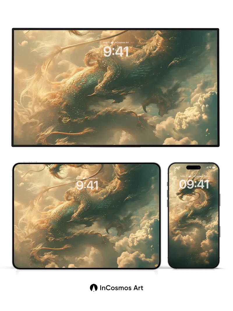 Celestial Serpent Wallpaper with Cloud-Weave Scales