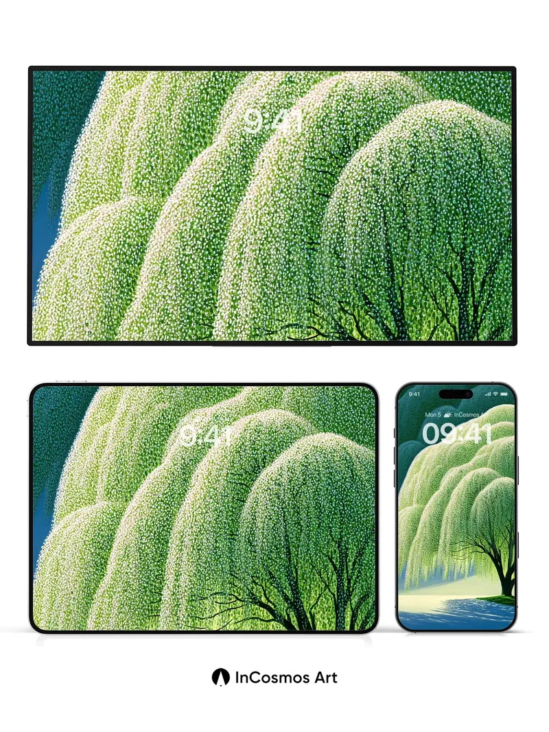 Serenity Weeping Willow Wallpaper with Ethereal Light