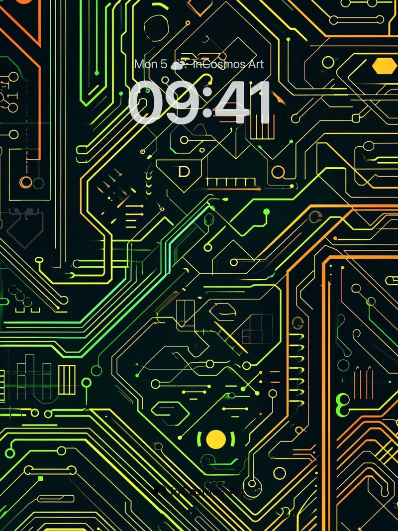 Neon Circuitry Wallpaper with Electric Pulse