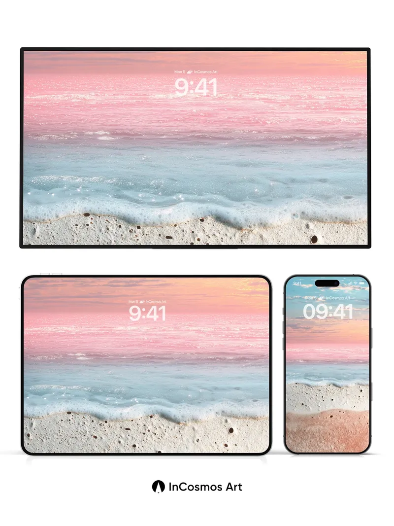 Serenity Foam Wallpaper with Coral Hues