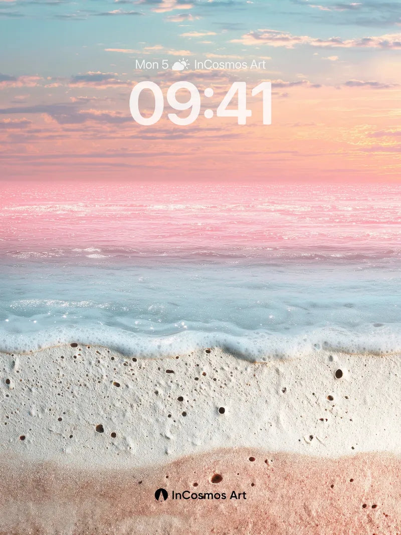 Serenity Foam Wallpaper with Coral Hues wallpaper for iPhone, iPad & Mac