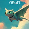 Skyward Serenity Wallpaper with Floating Dragon wallpaper for iPhone, iPad & Mac