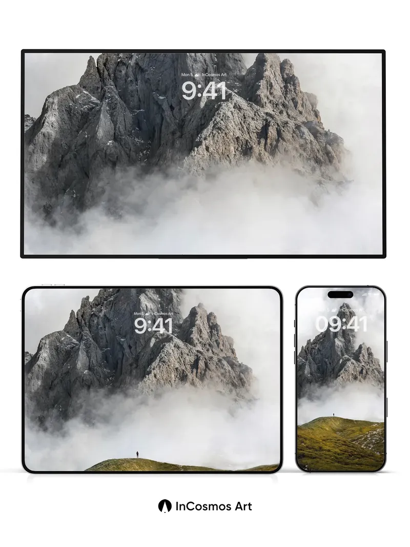 Solitary Peak Wallpaper with Cloud Veil