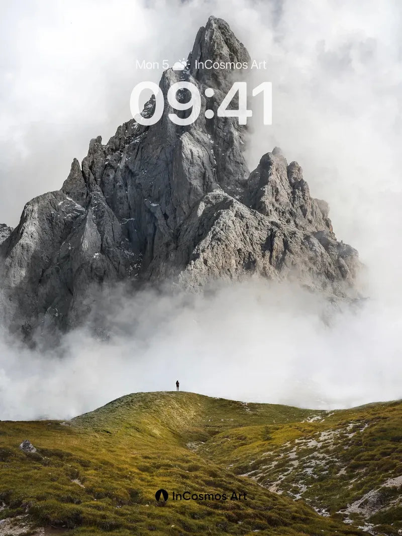 Solitary Peak Wallpaper with Cloud Veil