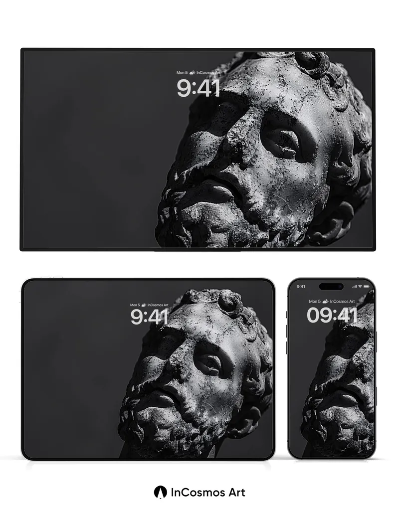 Stone Whisper Wallpaper with Time-Worn Gaze