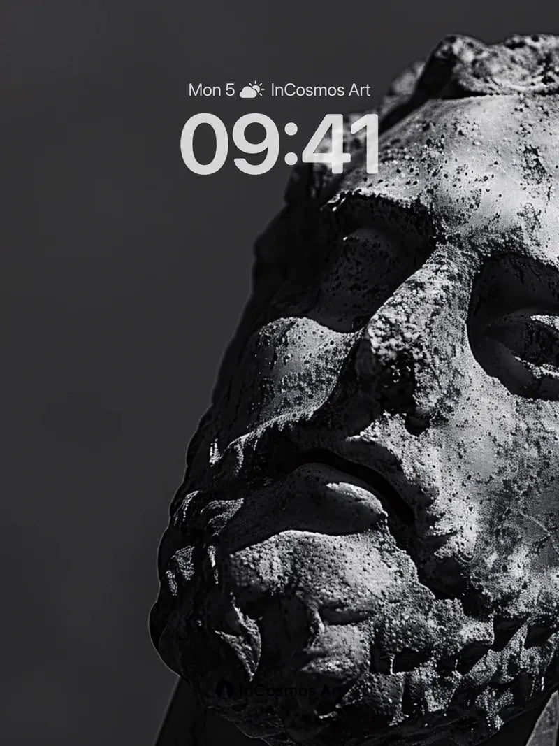 Stone Whisper Wallpaper with Time-Worn Gaze