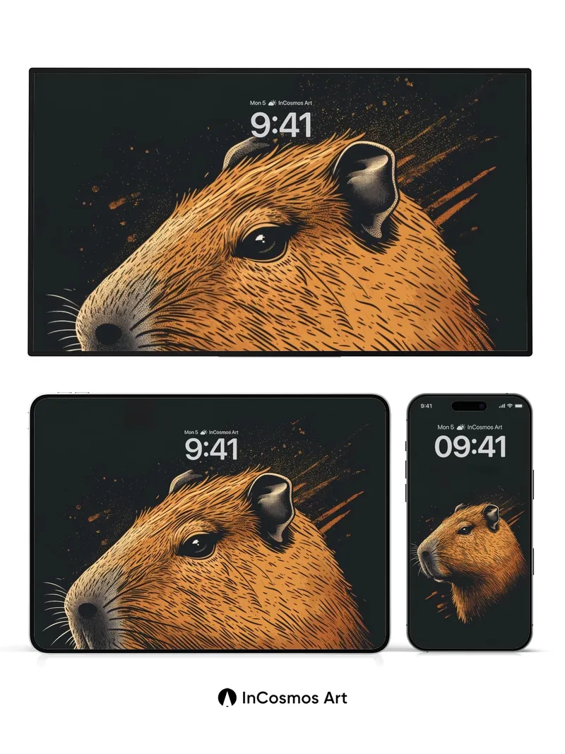 Golden Whisker Wallpaper with Ink Splatter Edge